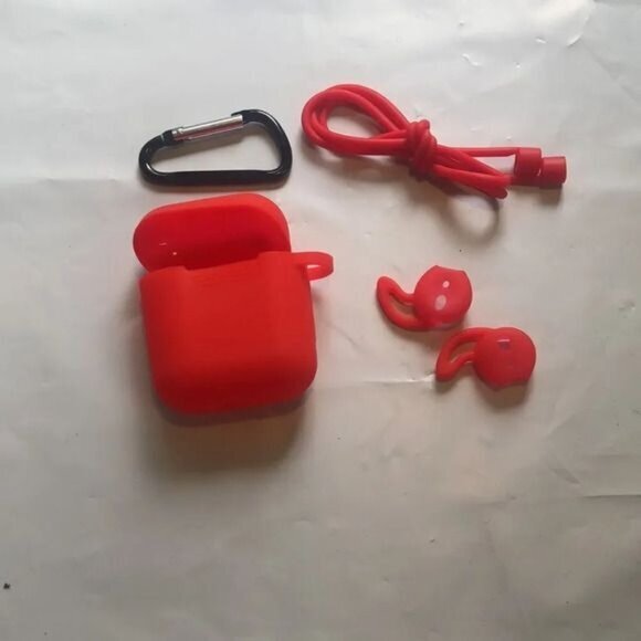 Red Protective Case Cover Set for Apple AirPods with Accessories - Picture 3 of 4